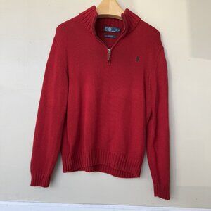 Ralph Lauren 1/4 Zip Knitted Sweatshirt XL Red